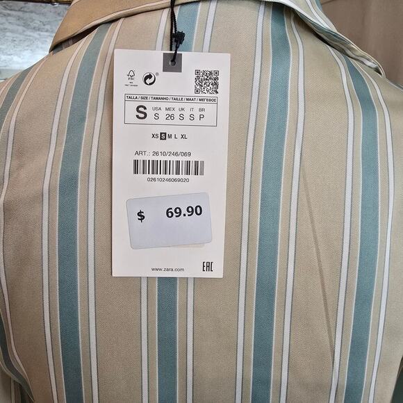 Zara NWT Button-up Stripe Wrap dress Sz Small - Picture 5 of 6